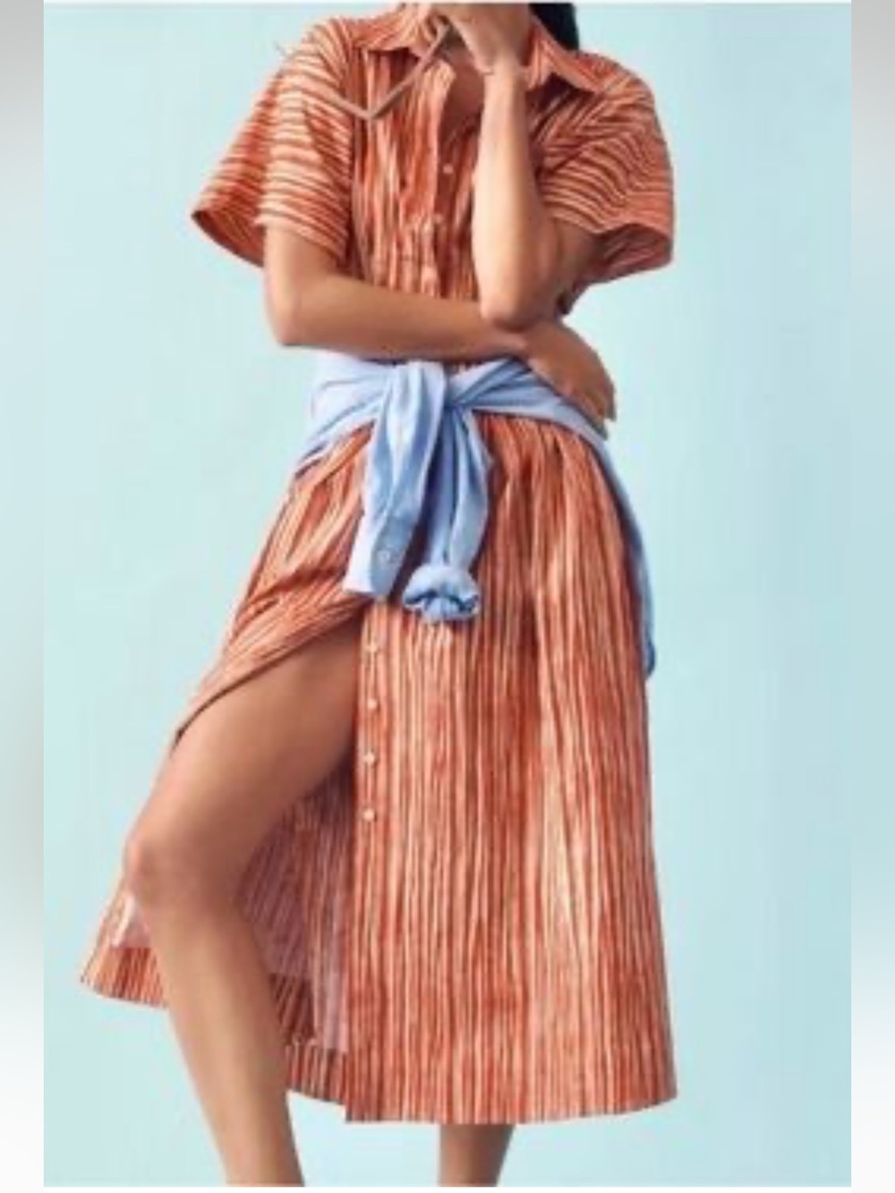 Exquise Anthropologie Tobie Midi Shirt Dress Striped Sz Large